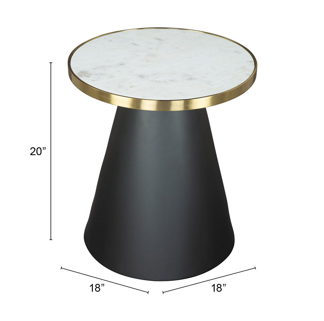 Fusion Side Table White, Gold & Black