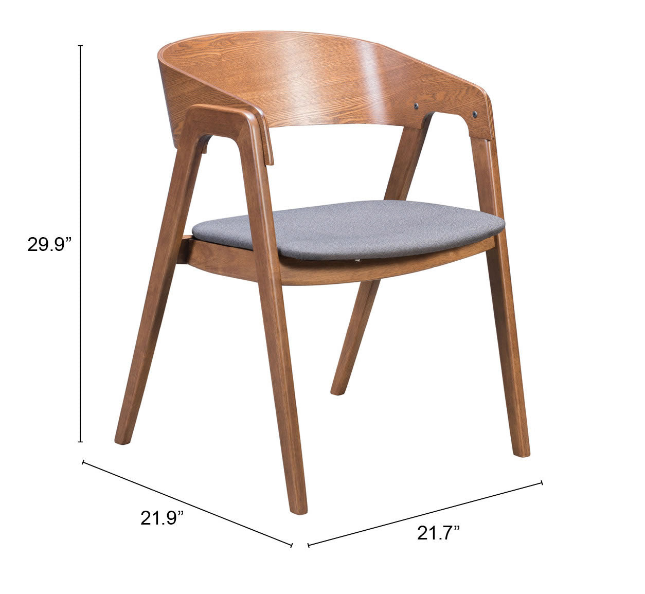 Alden Dining Arm Chair Walnut & Dark Gray