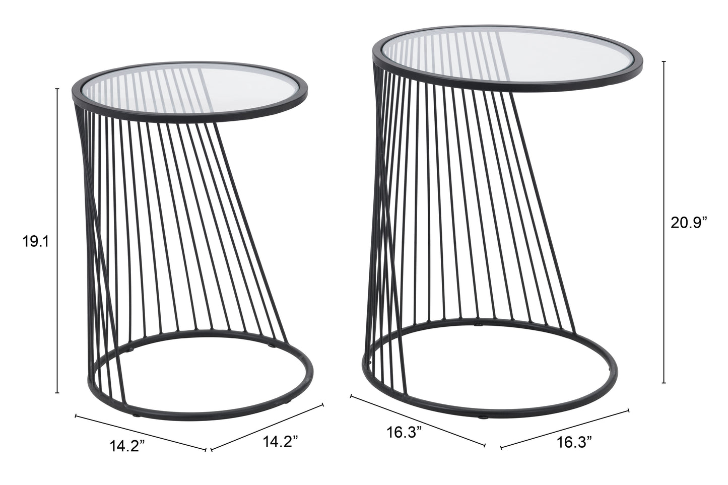 Shine Nesting Table Set Black