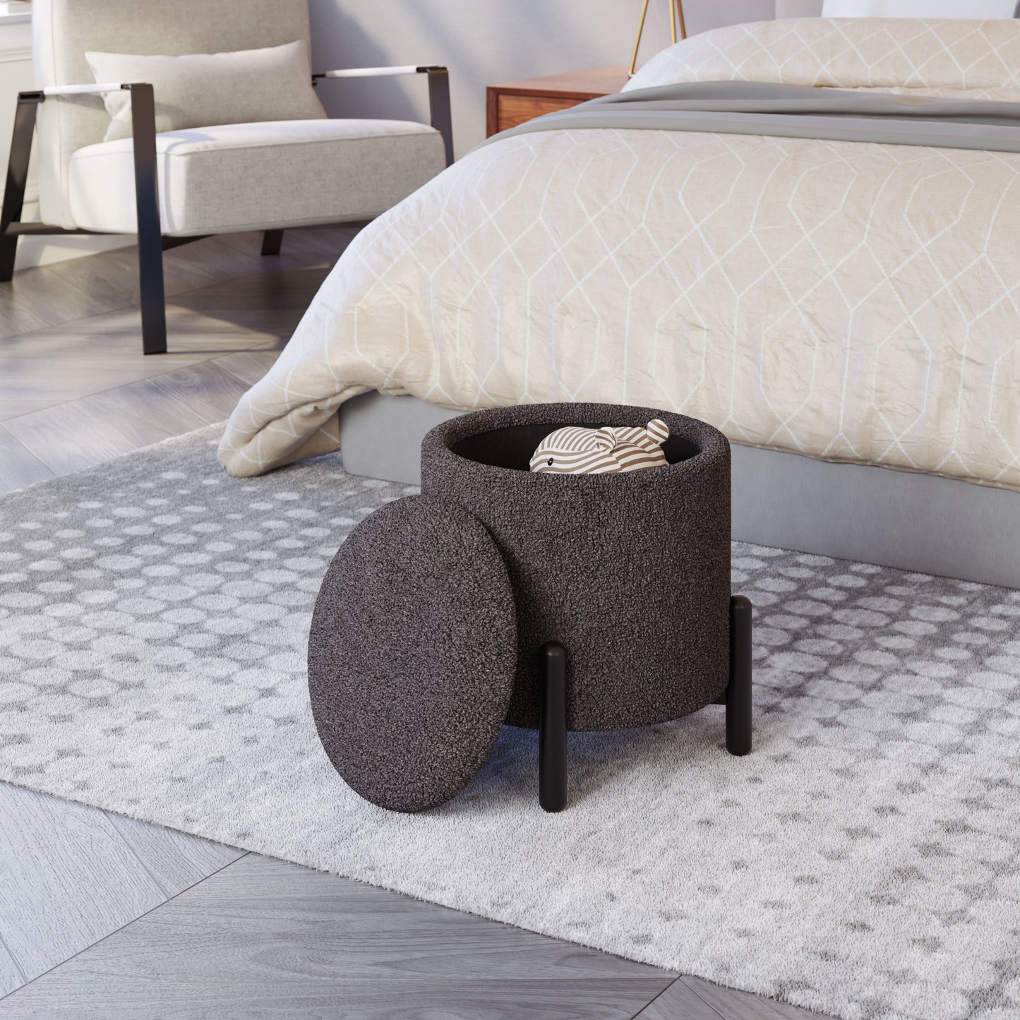 Calistoga Storage Ottoman Dark Gray