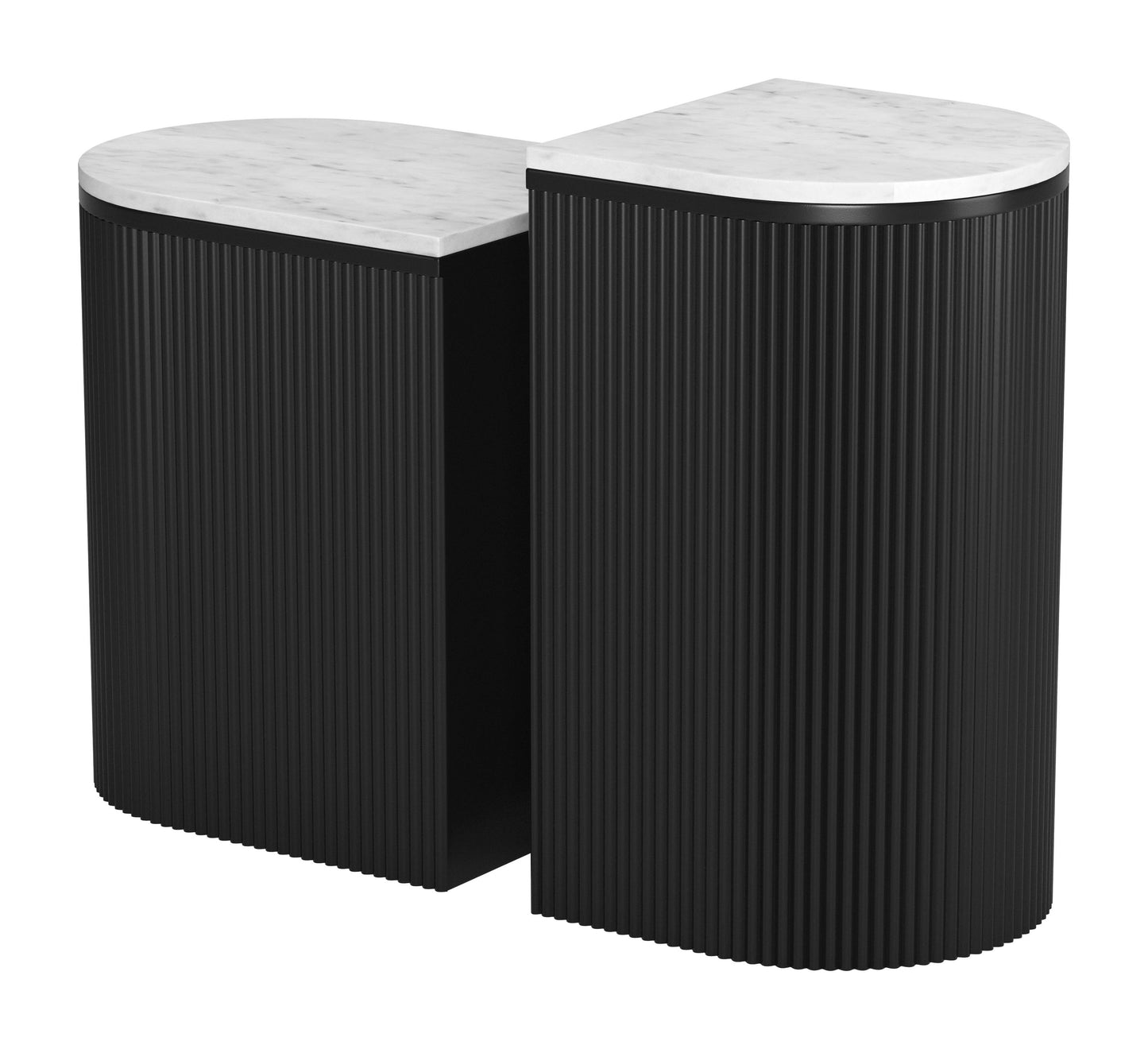 Ormara Side Table Set White & Black