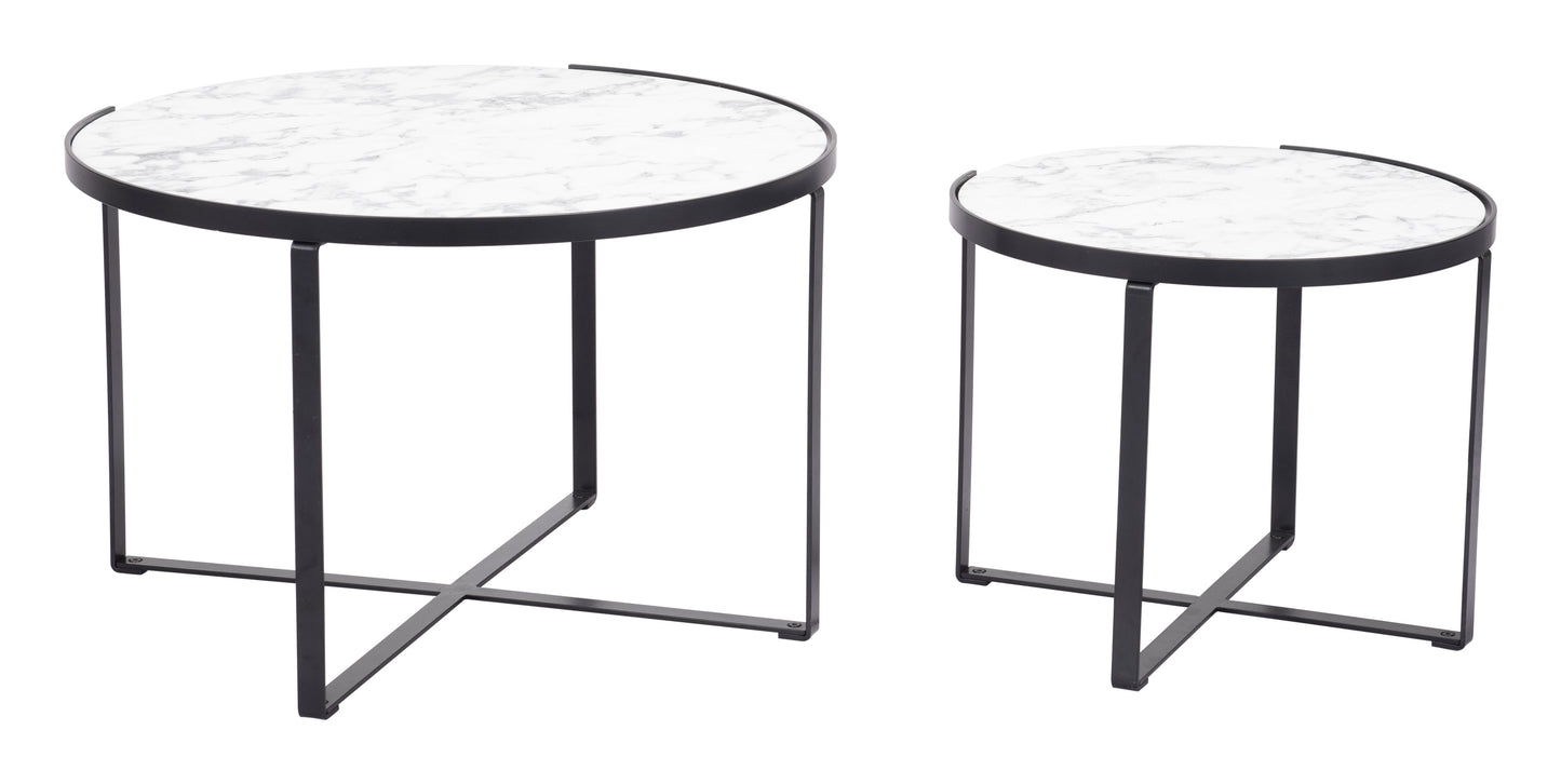 Brioche Coffee Table Set White & Black