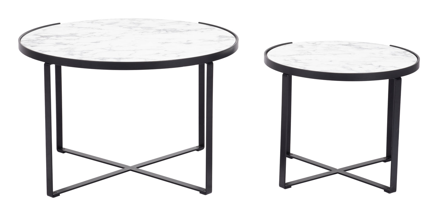 Brioche Coffee Table Set White & Black