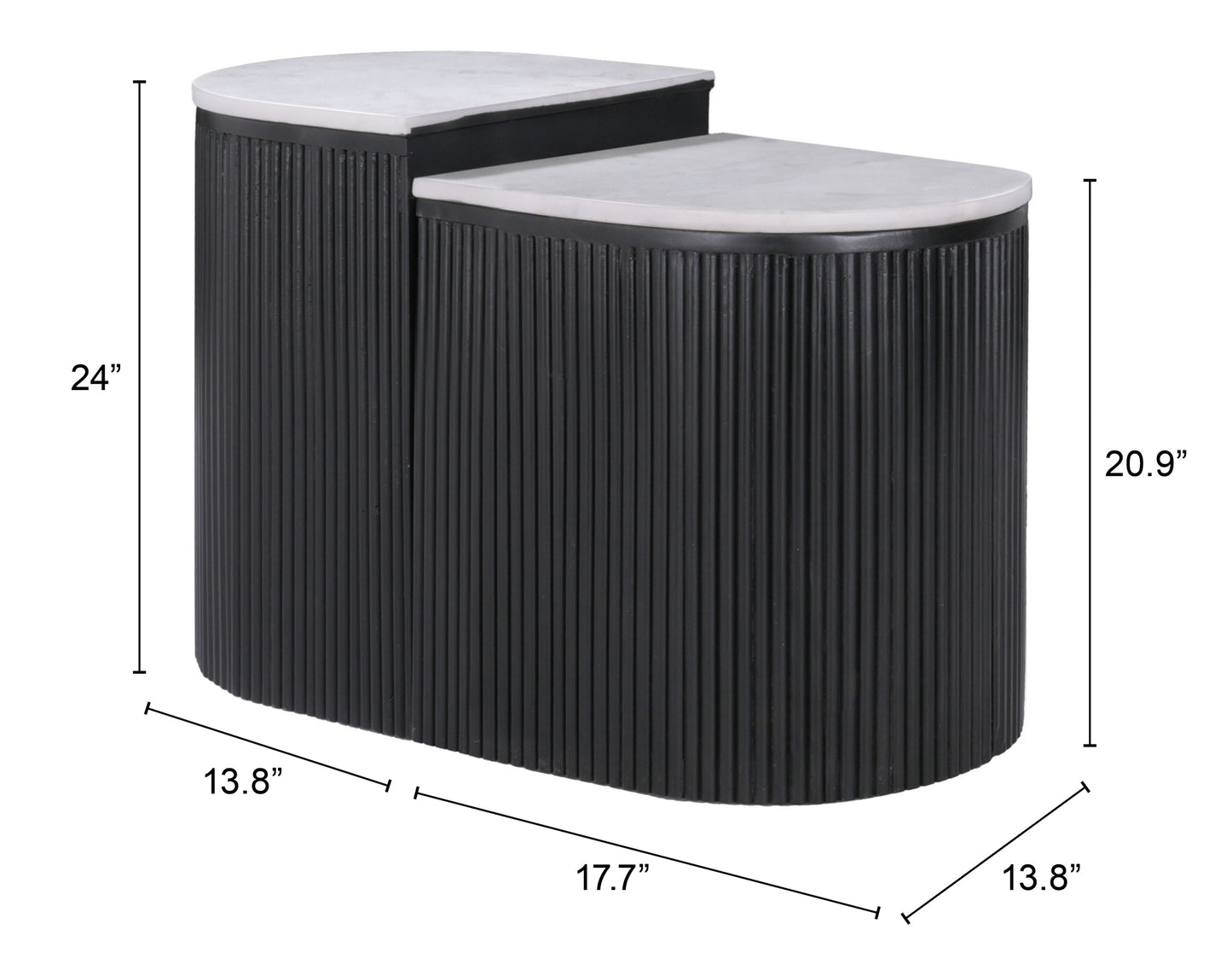 Ormara Side Table Set White & Black