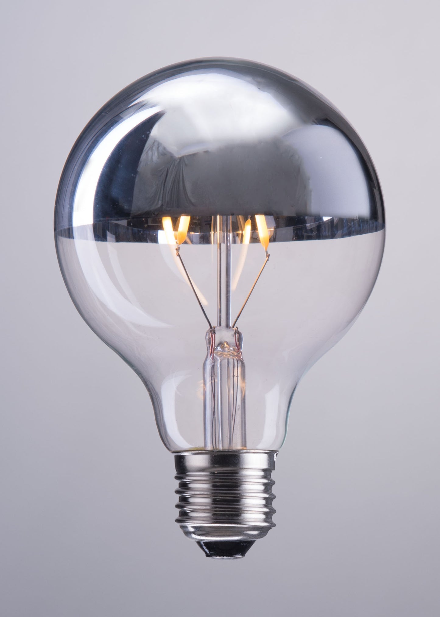 E26 G80 2W 110x80mm LED Light Bulb Half Chrome