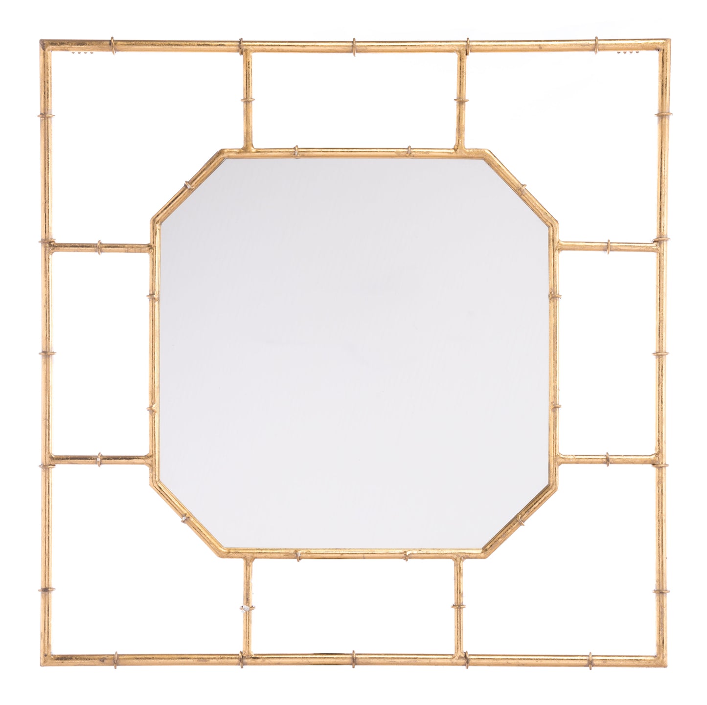 Bamboo Square Mirror Gold