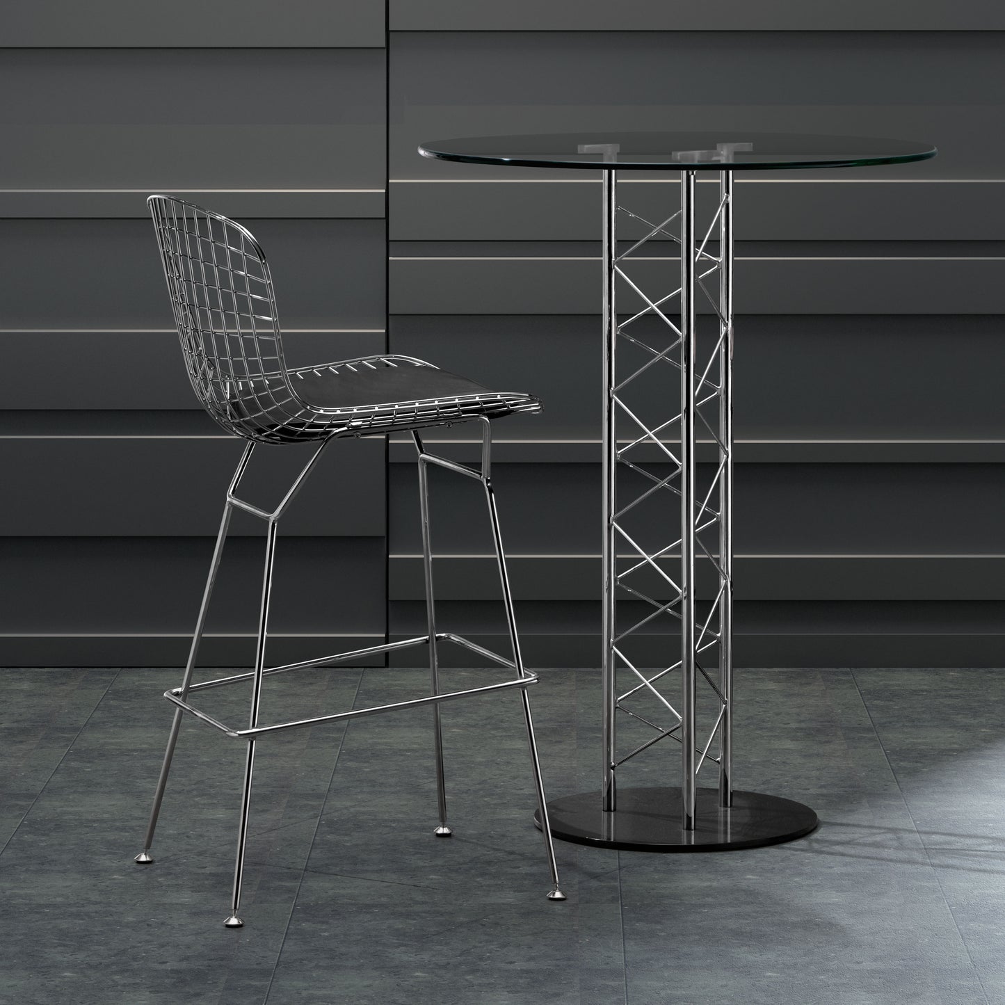 Wire Barstool Chrome