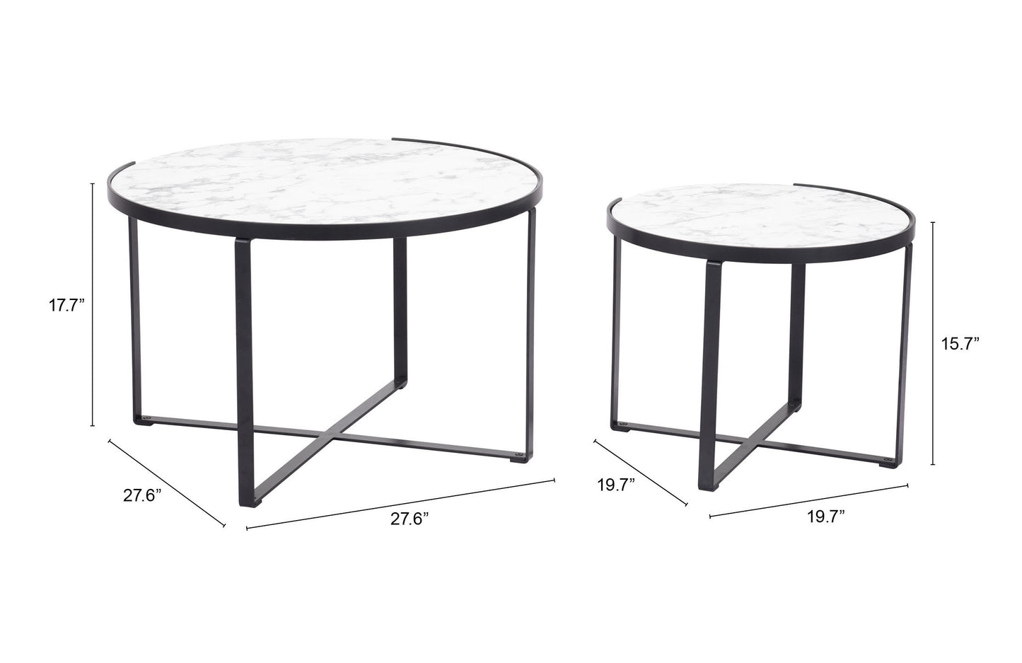 Brioche Coffee Table Set White & Black