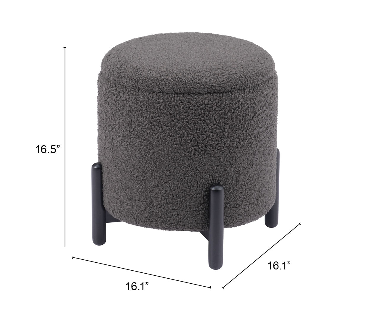 Calistoga Storage Ottoman Dark Gray