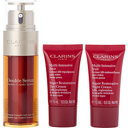 Double Serum 50ml + Super Restorative Day Cream Ast 15ml + Super Restorative Night Cream Ast 15ml + Double Serum Eye Sachet 0.9ml --4pcs