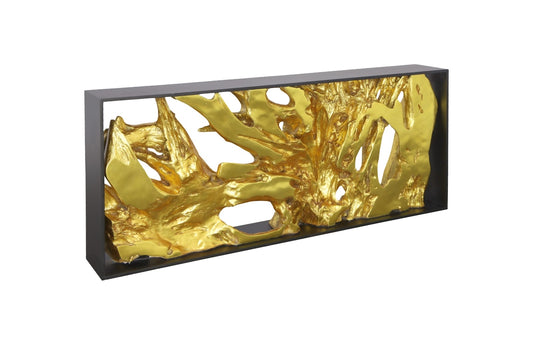 Cast Root Framed Console Table Wood Frame, Resin, Gold Leaf