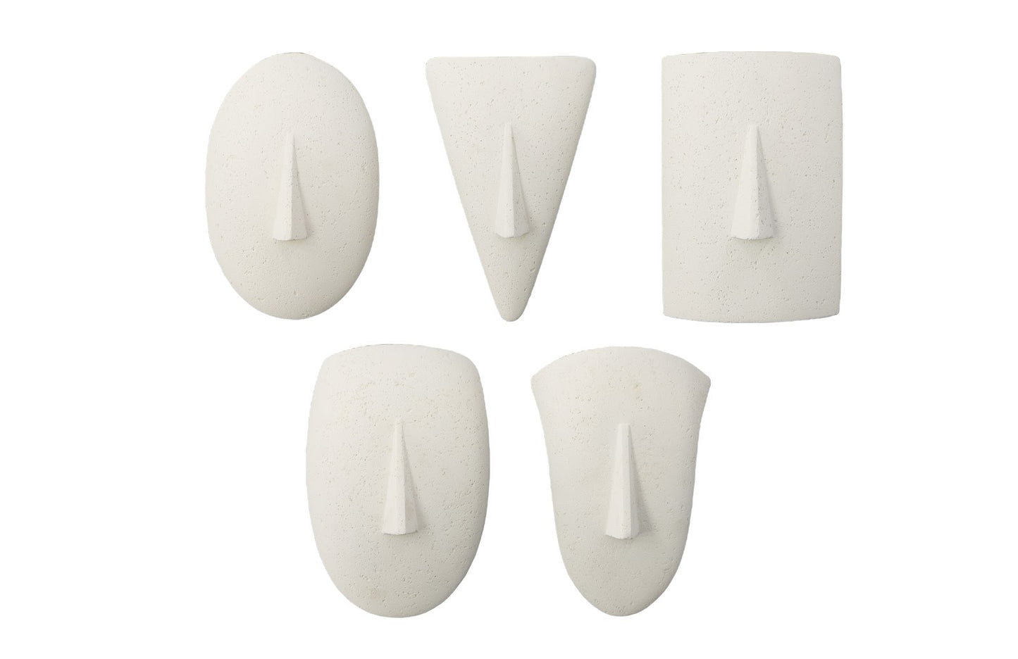 Geometric Cycladic Wall Art Set of 5, White Stone