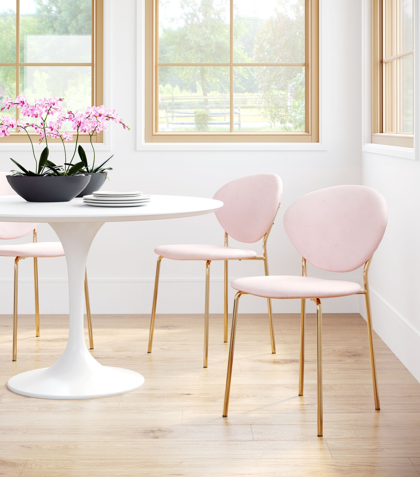 Clyde Dining Chair Pink & Gold