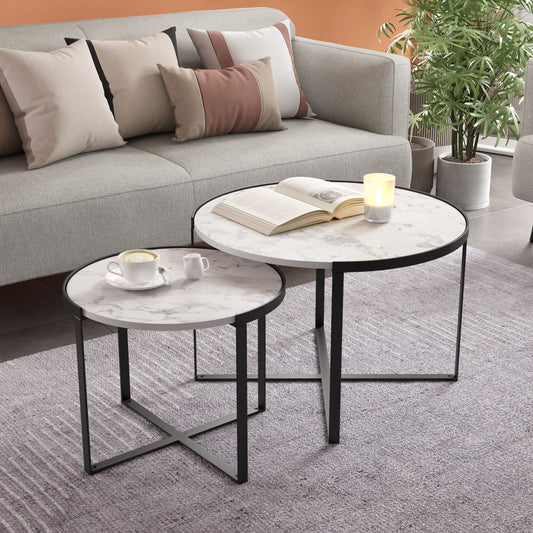 Brioche Coffee Table Set White & Black