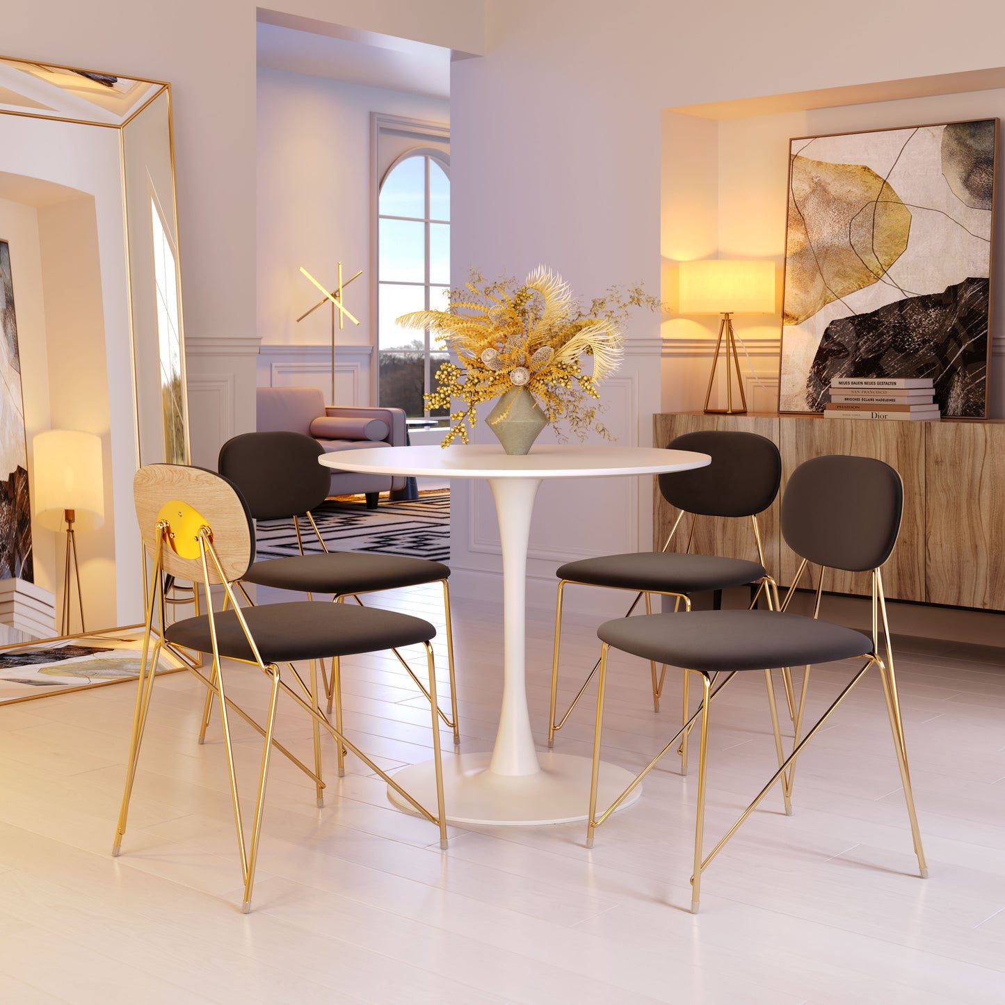 Georges Dining Chair Gray & Gold