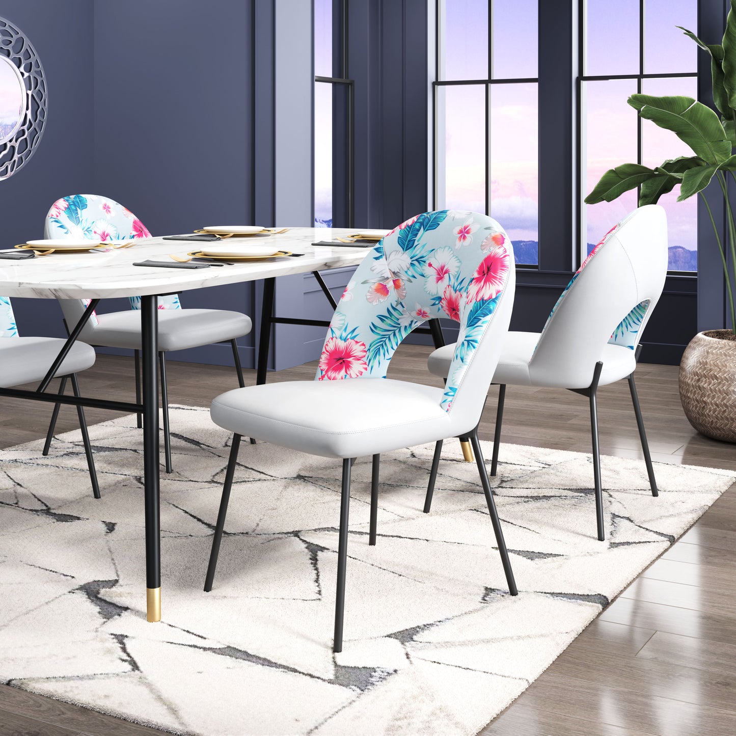 Torrey Dining Chair Multicolor Print & Gray