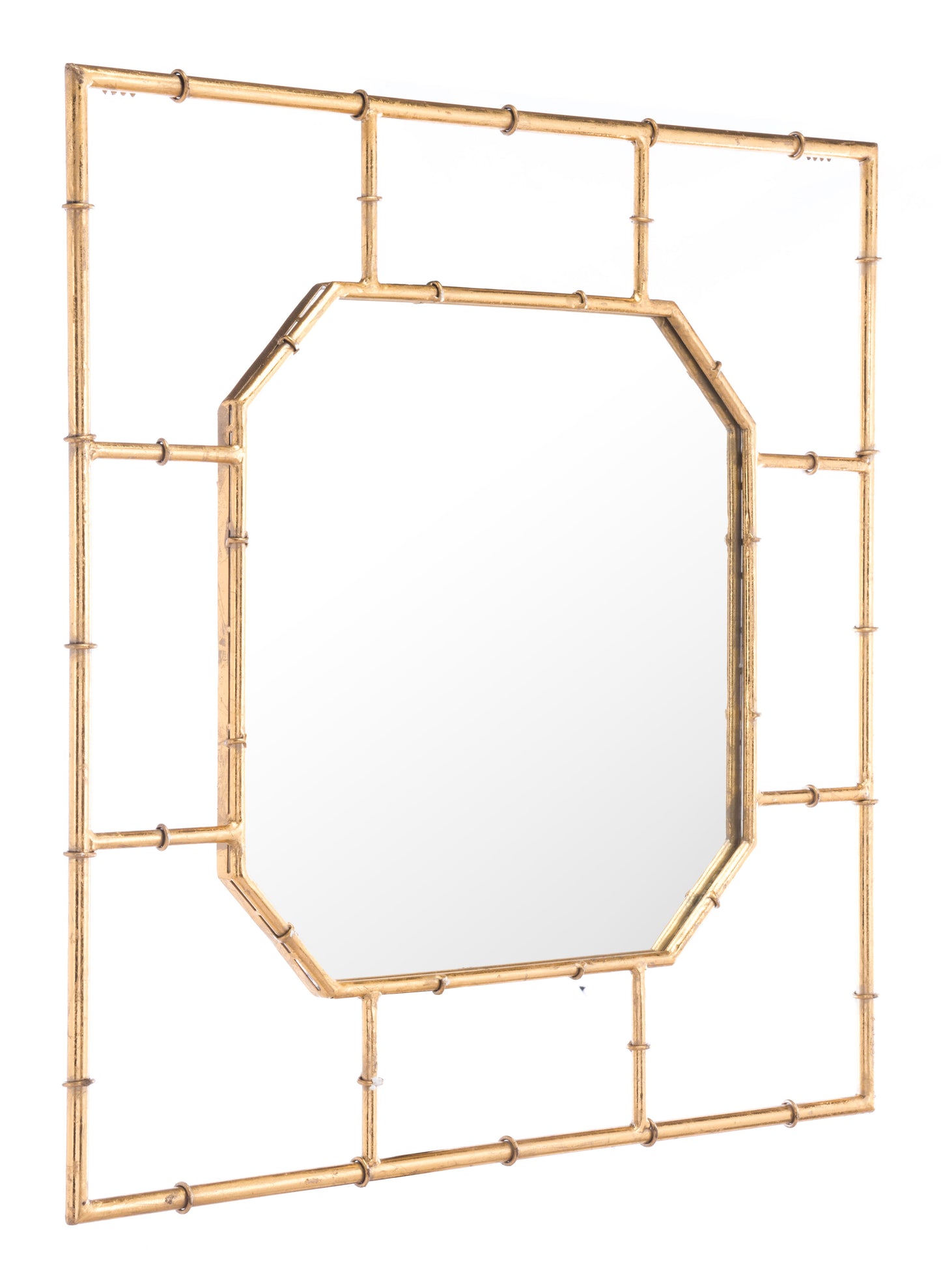 Bamboo Square Mirror Gold