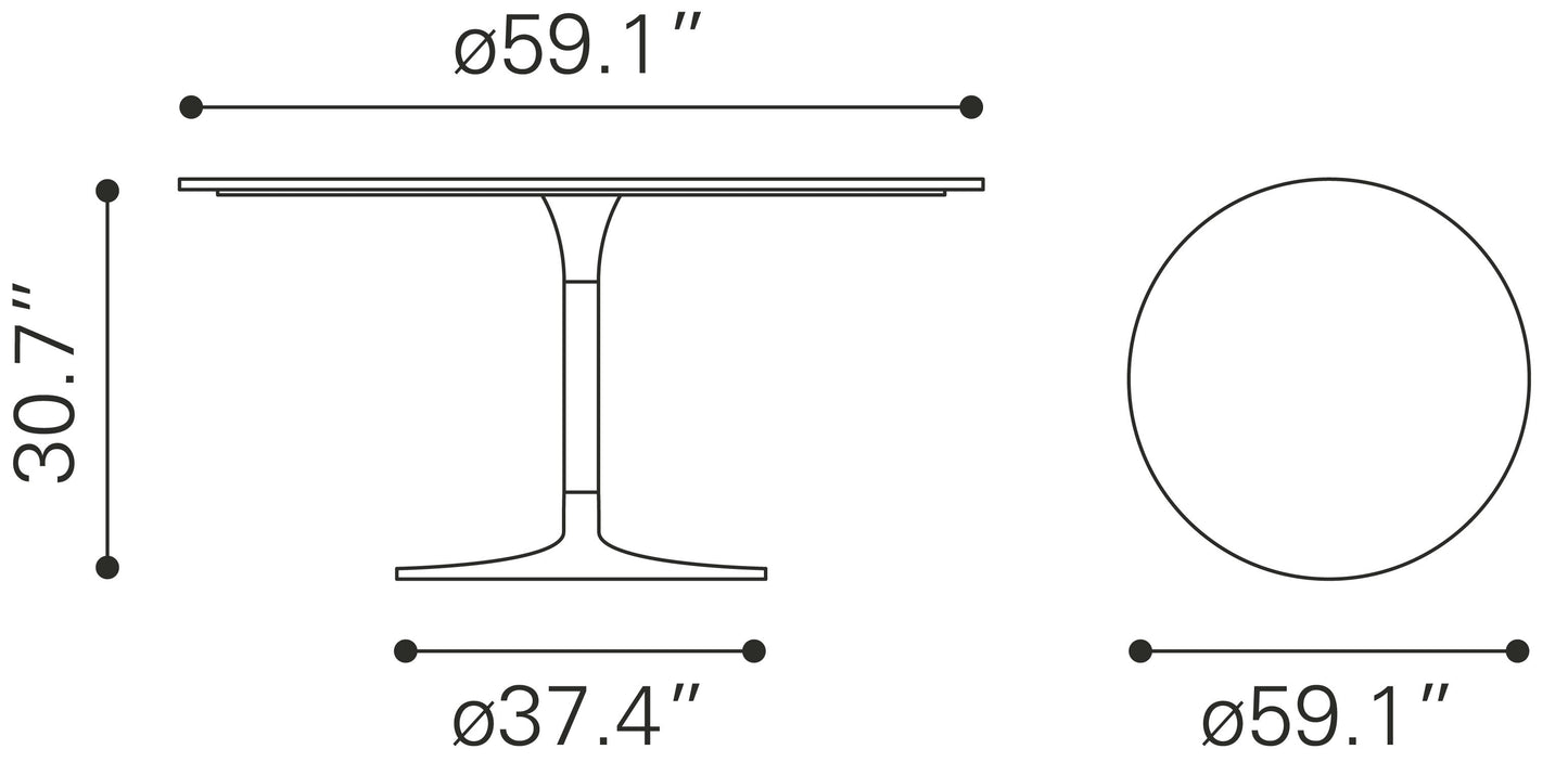 Metropolis Dining Table (60") Gray & Silver