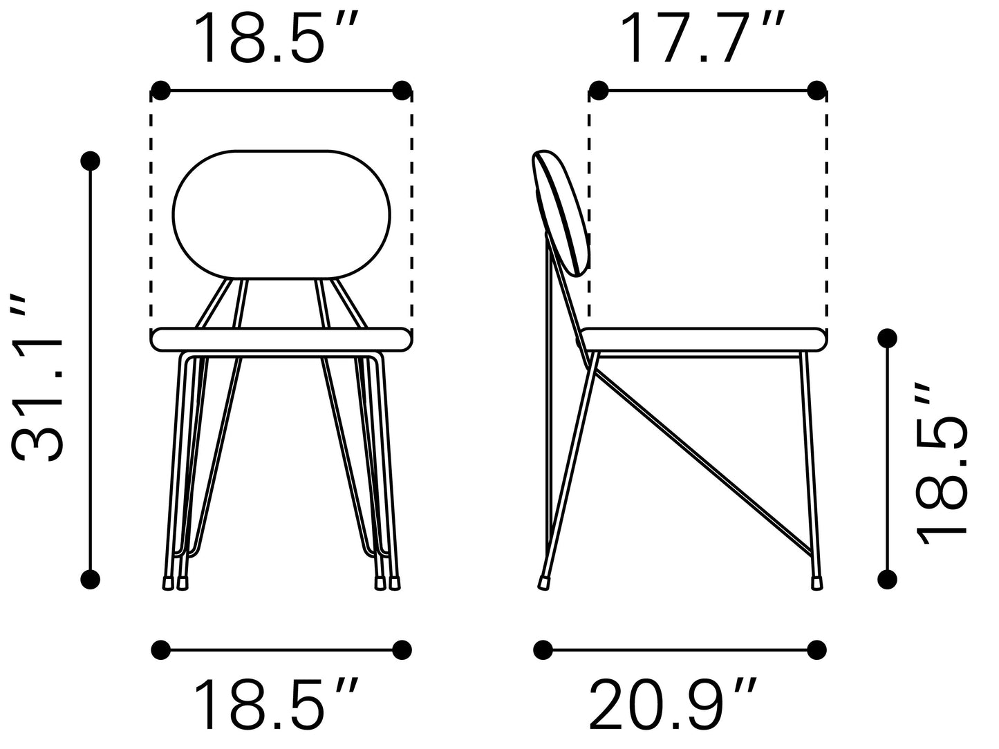 Georges Dining Chair Gray & Gold