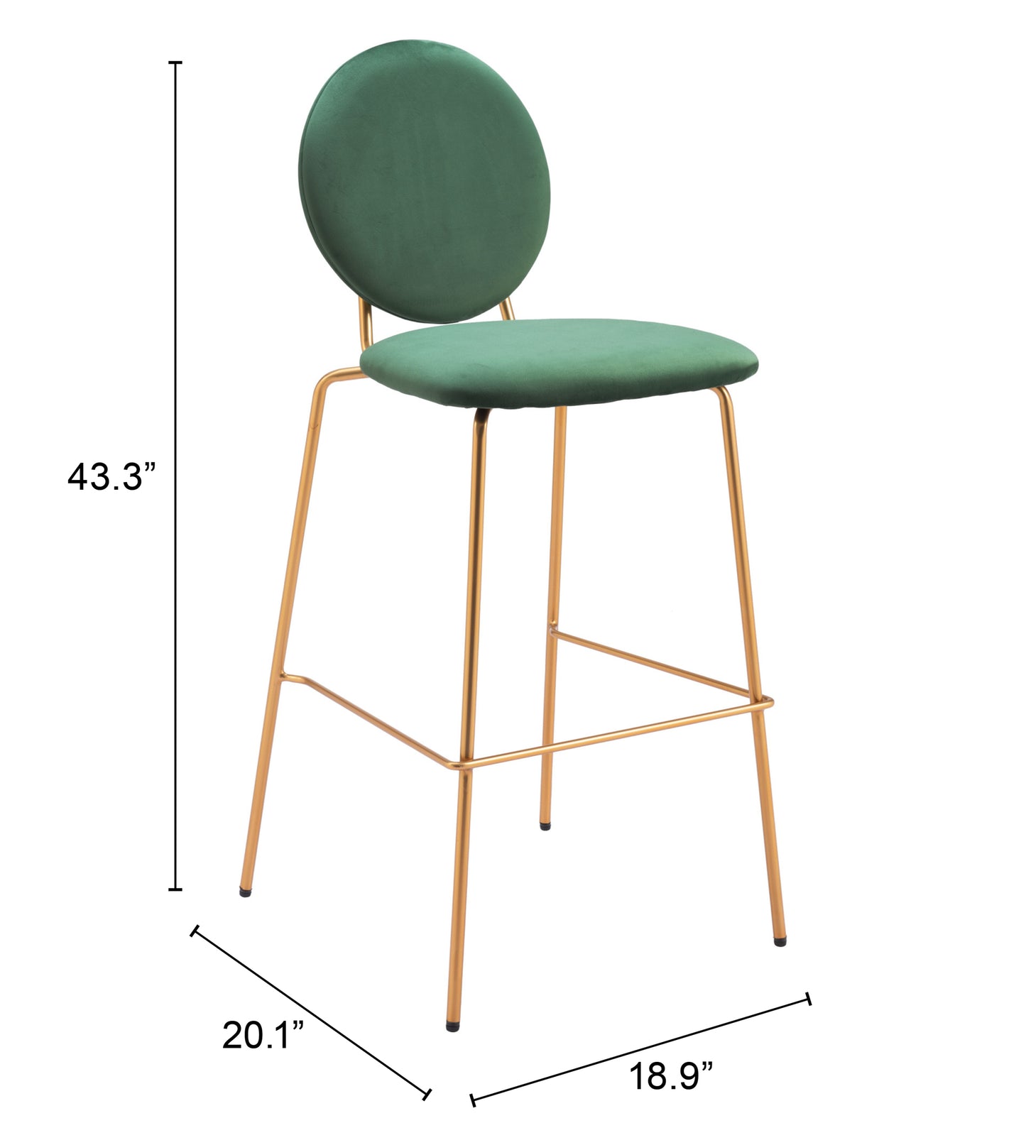 Odessa Barstool Green & Gold