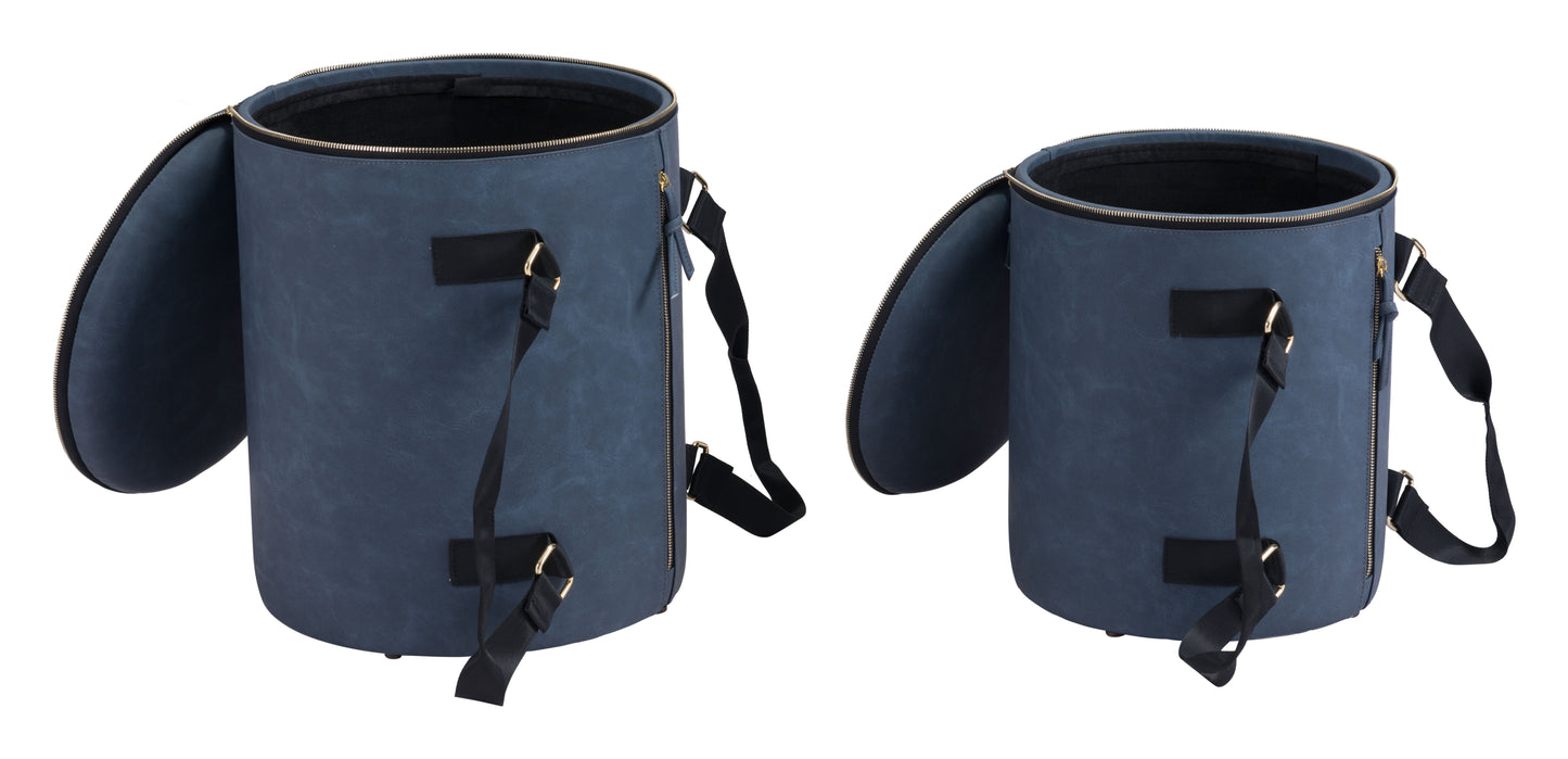 Candice Storage Ottoman Set Blue