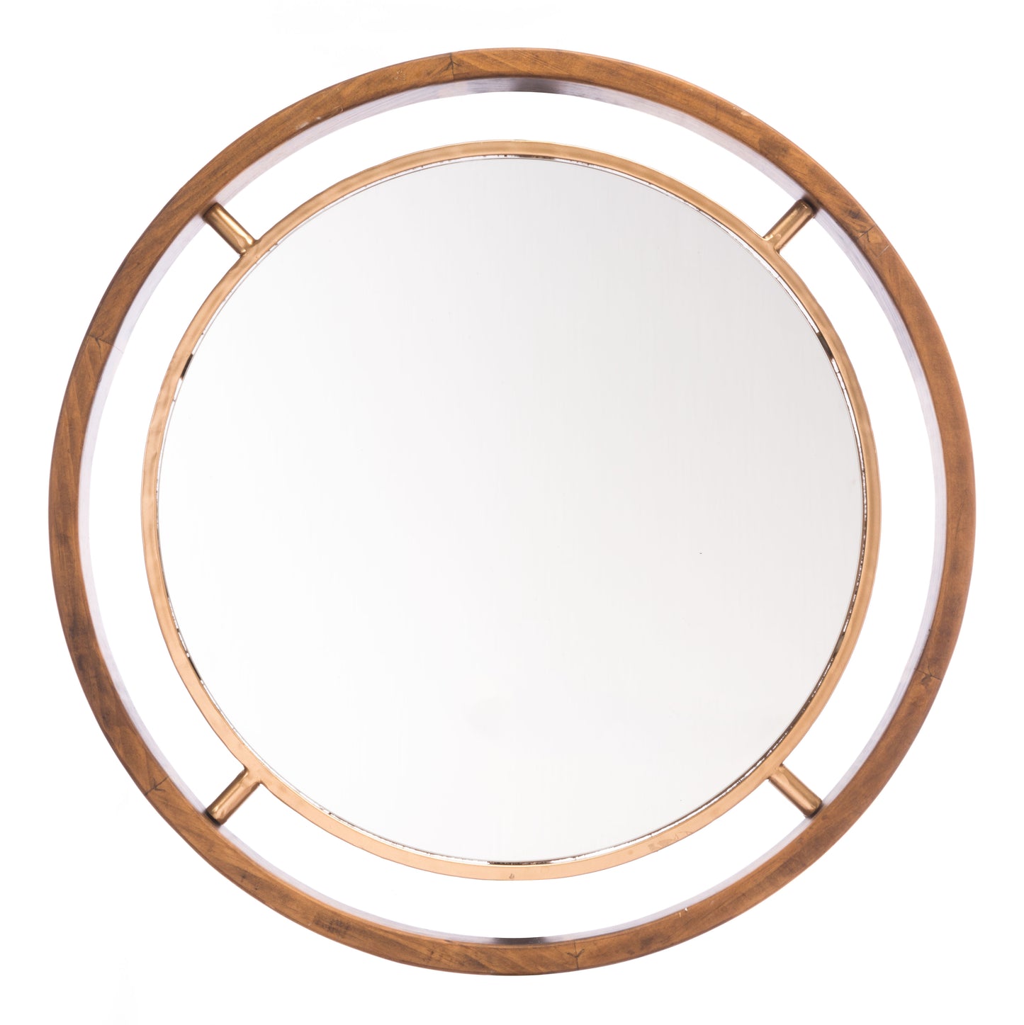 Round Gold Mirror Brown & Gold