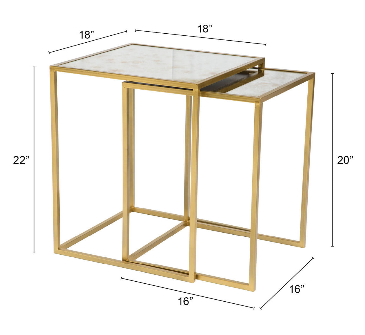 Calais Nesting Tables Gold