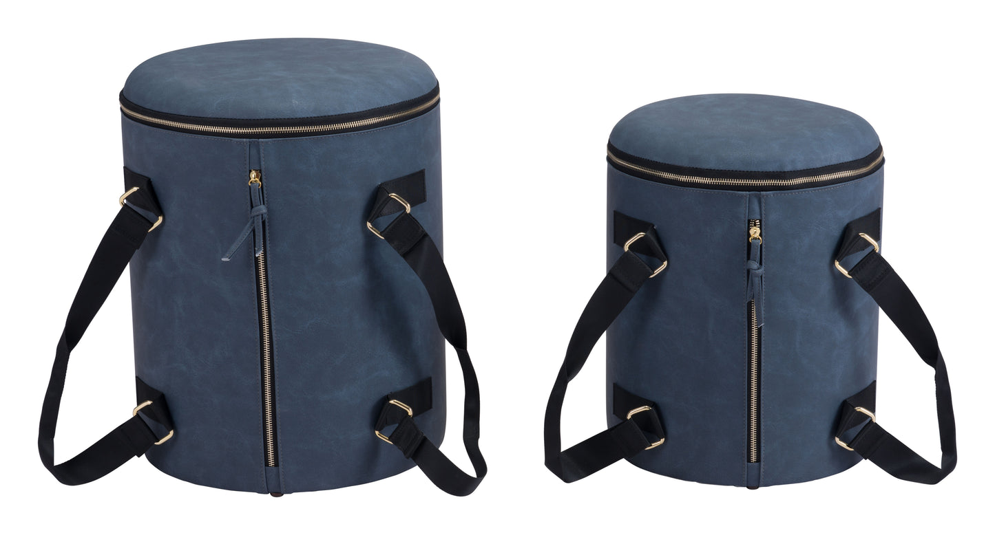 Candice Storage Ottoman Set Blue