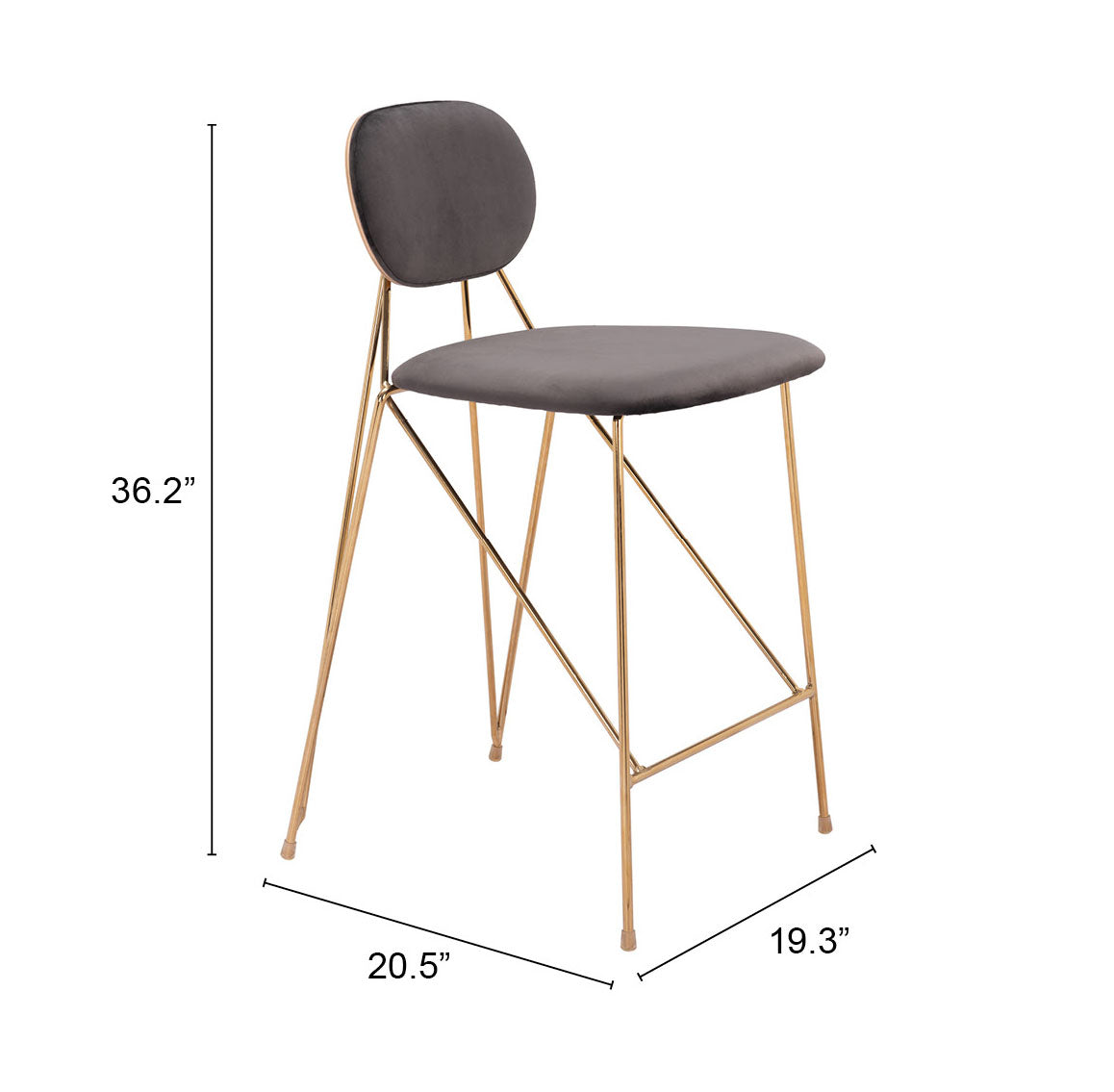 Georges Counter Stool Gray & Gold