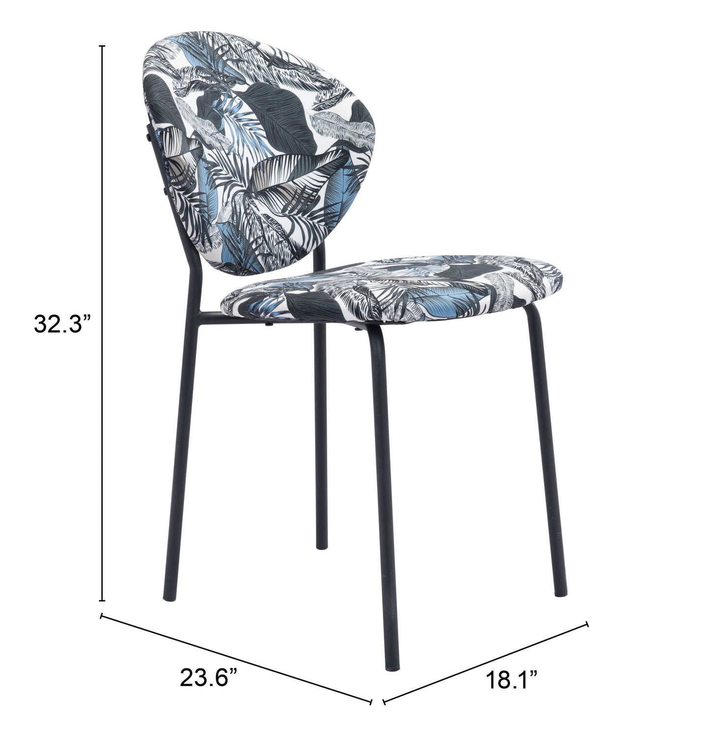 Clyde Dining Chair Leaf Print & Black