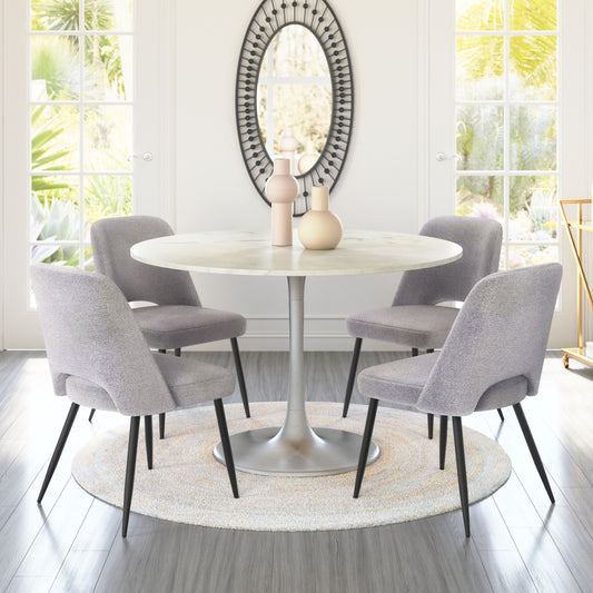 Gotham Dining Table White & Silver