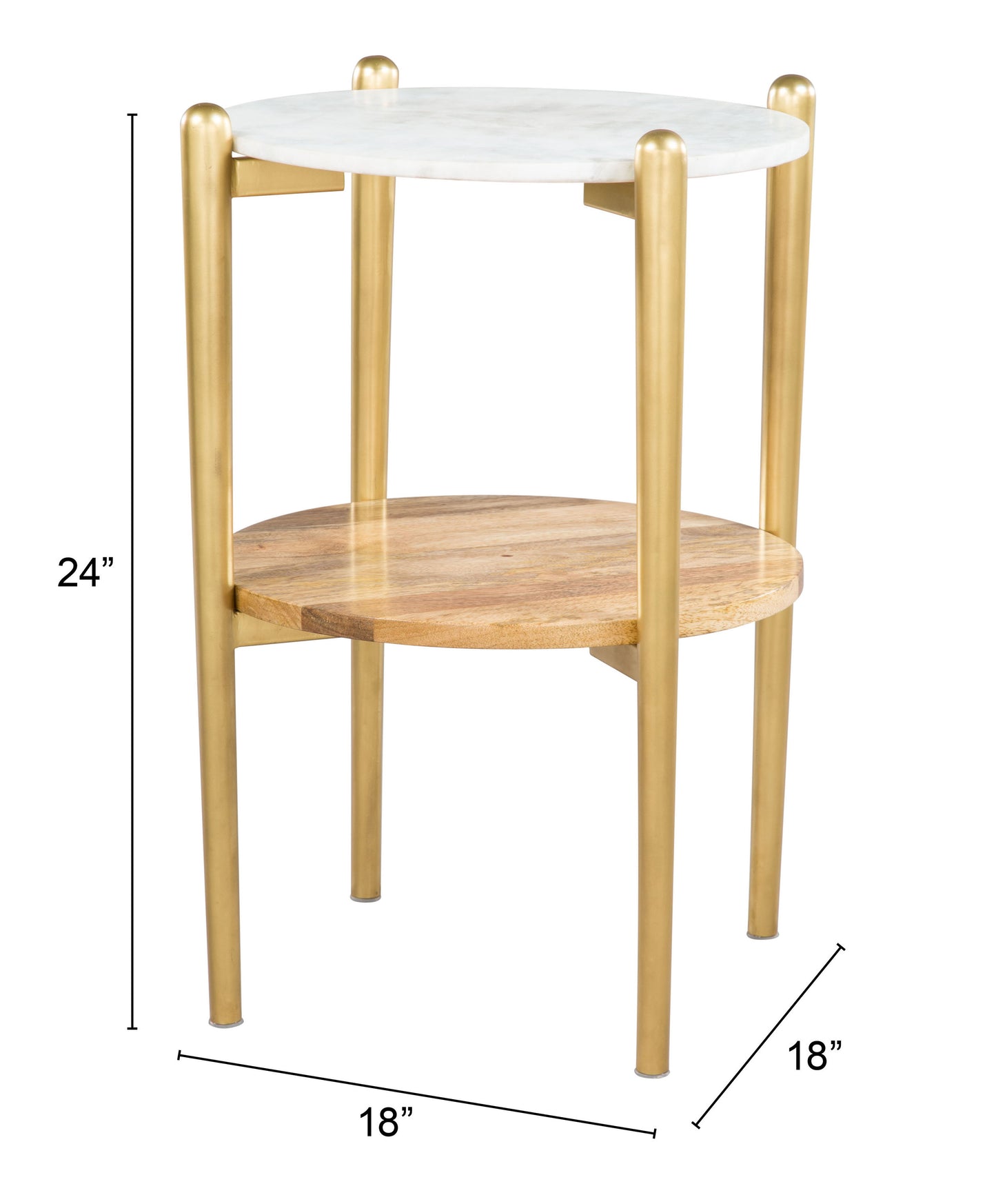 Mina Side Table White & Gold