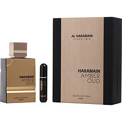 Al Haramain Amber Oud By Al Haramain Eau De Parfum Spray 5 Oz (black Edition) + Refillable Travel Spray (empty)