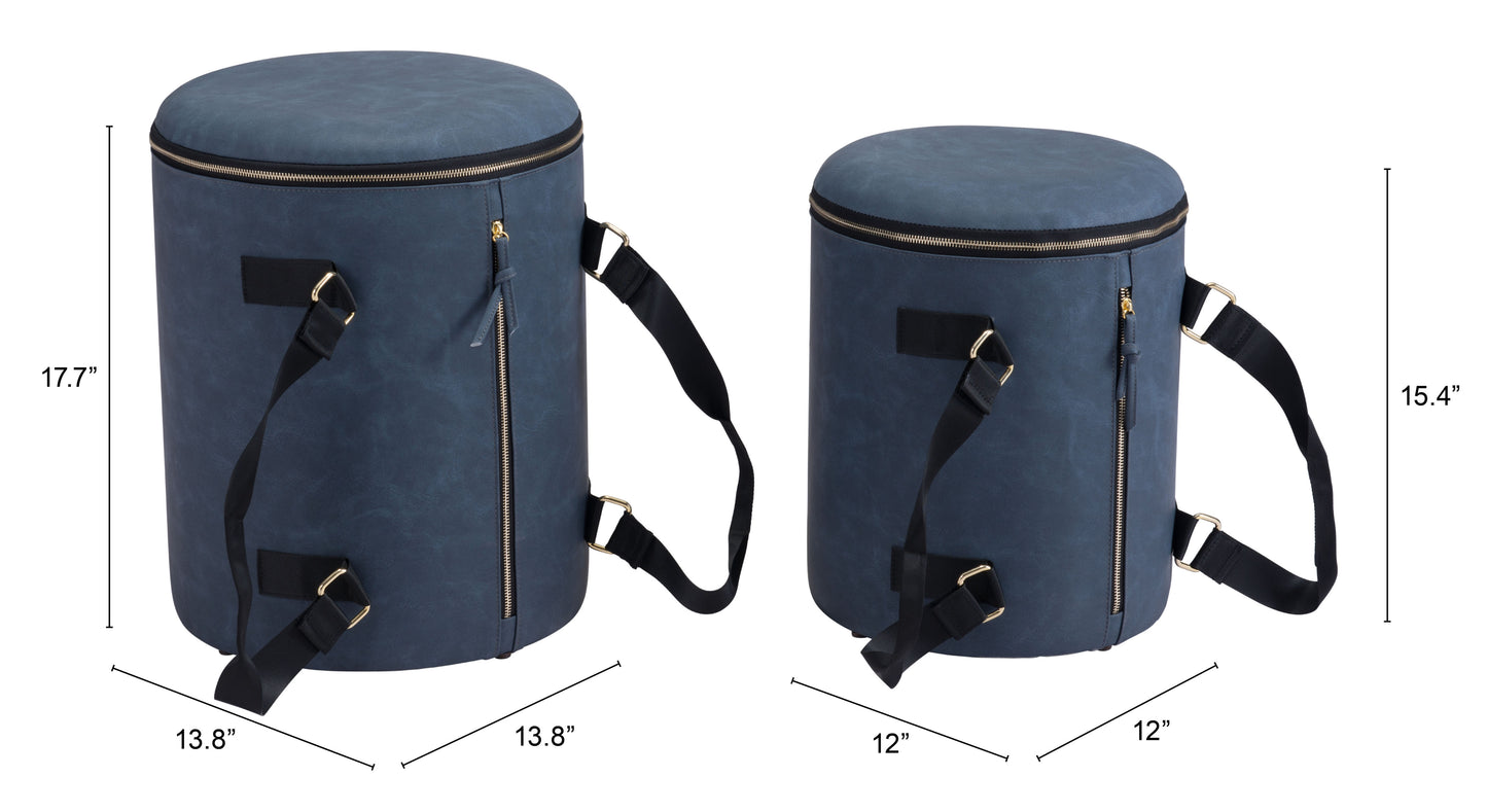 Candice Storage Ottoman Set Blue