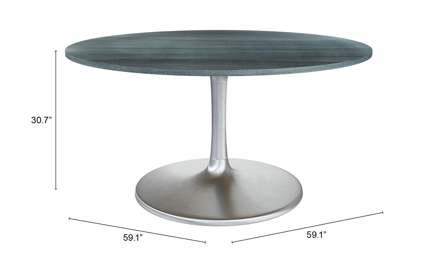 Metropolis Dining Table (60") Gray & Silver