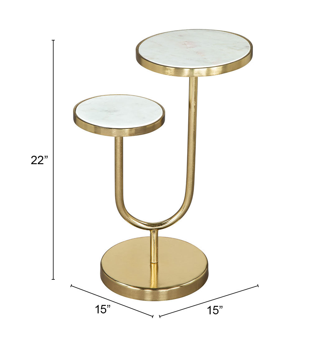 Marc Side Table White & Gold