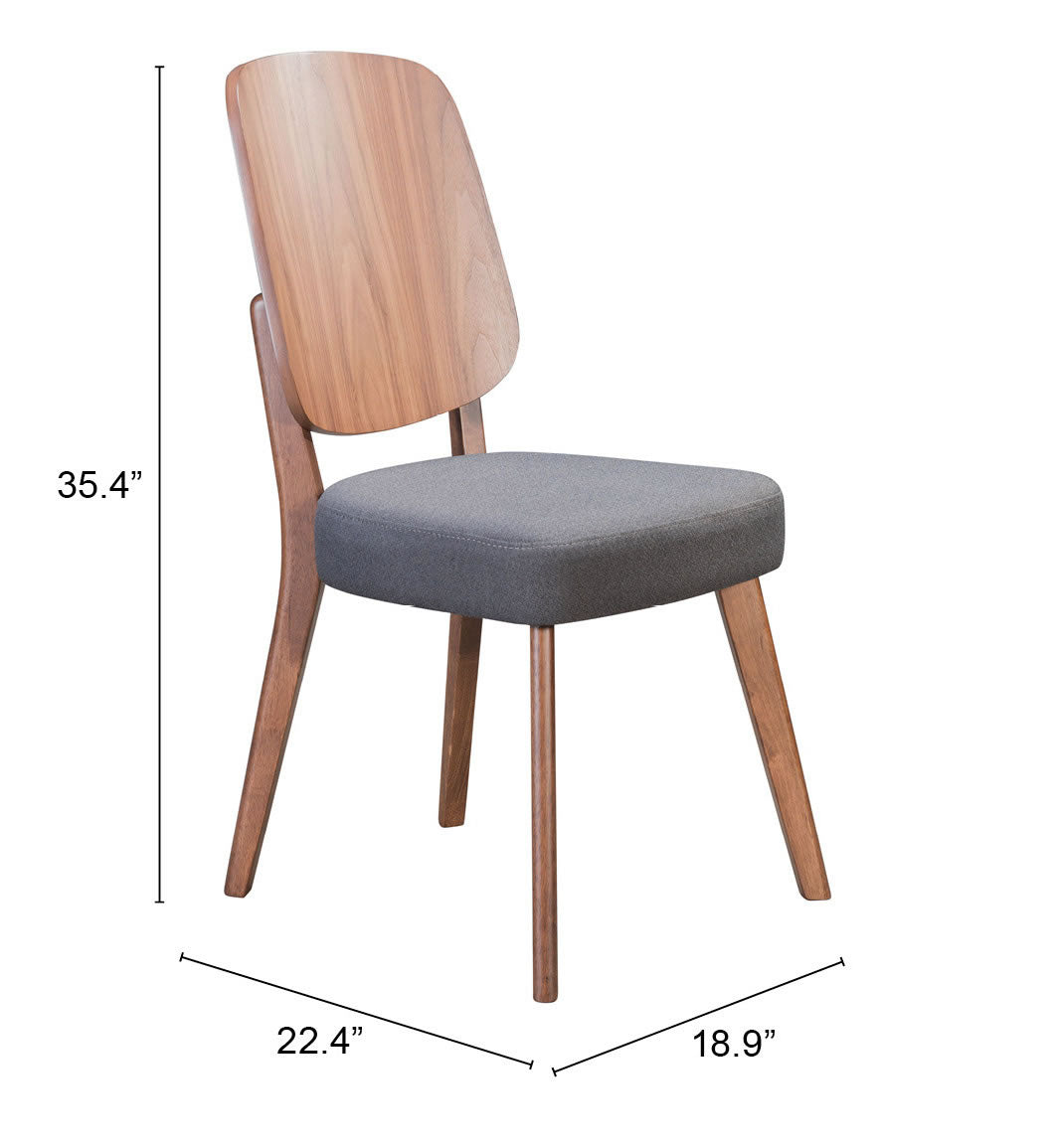 Alberta Dining Chair Walnut & Dark Gray