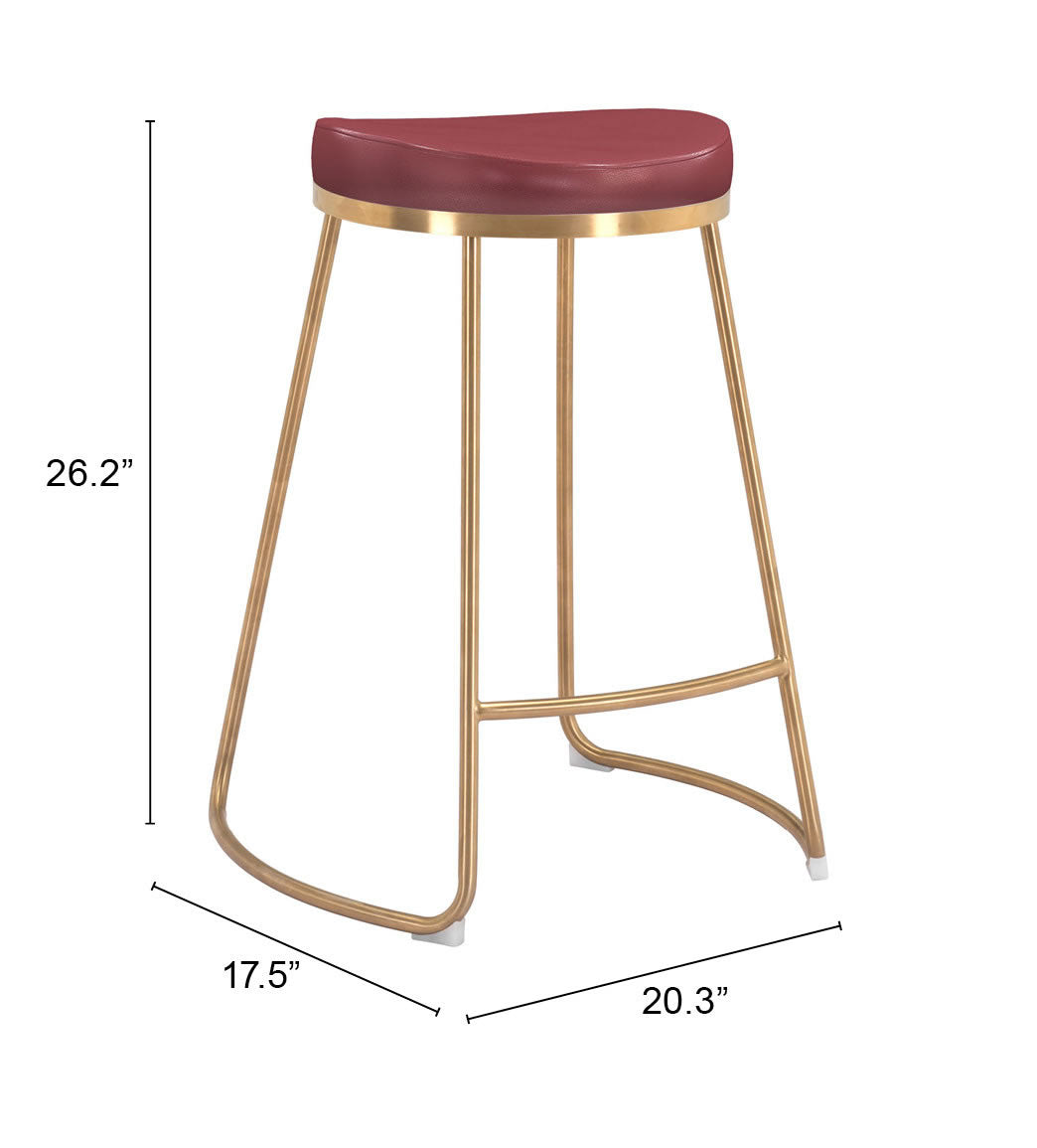 Bree Counter Stool Burgundy & Gold