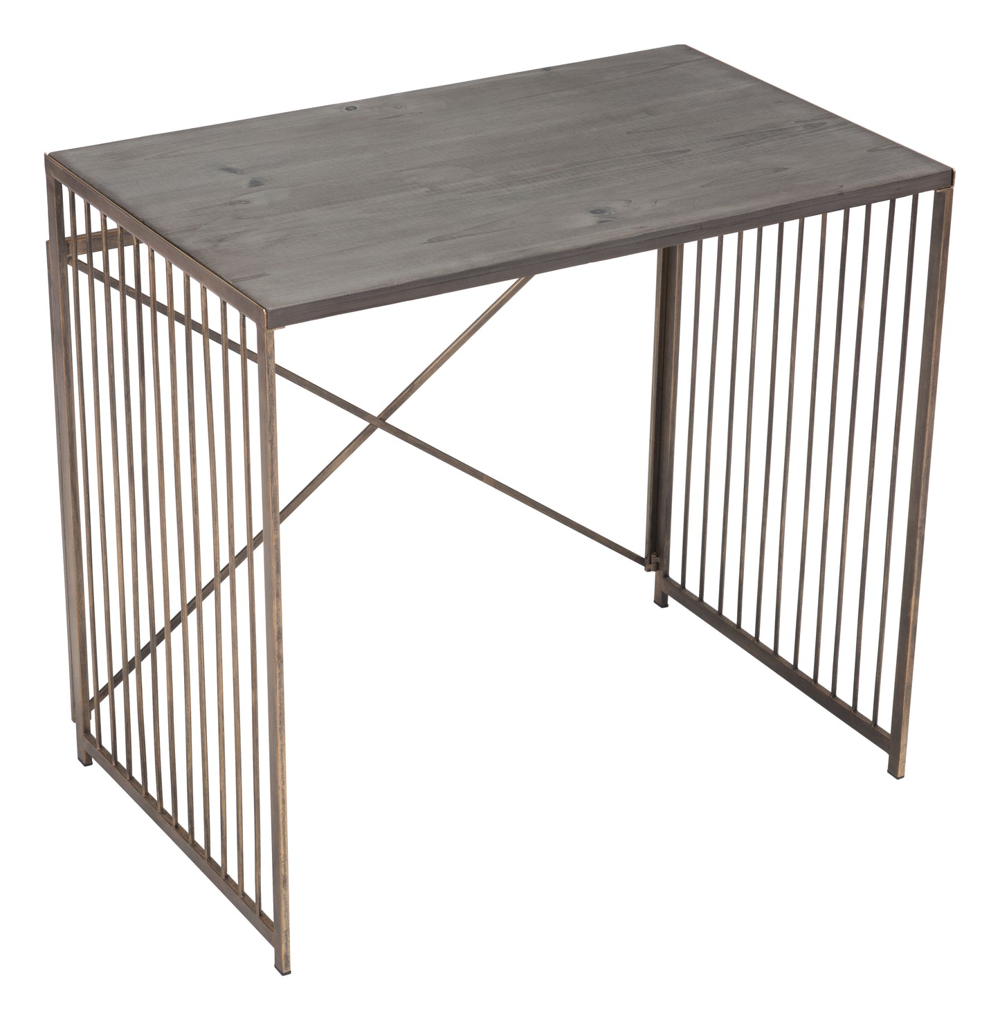 Zemo Desk Gray & Antique Bronze