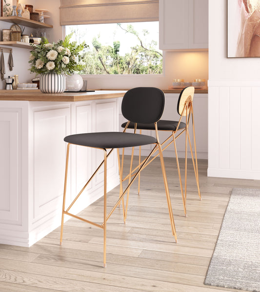 Georges Counter Stool Gray & Gold