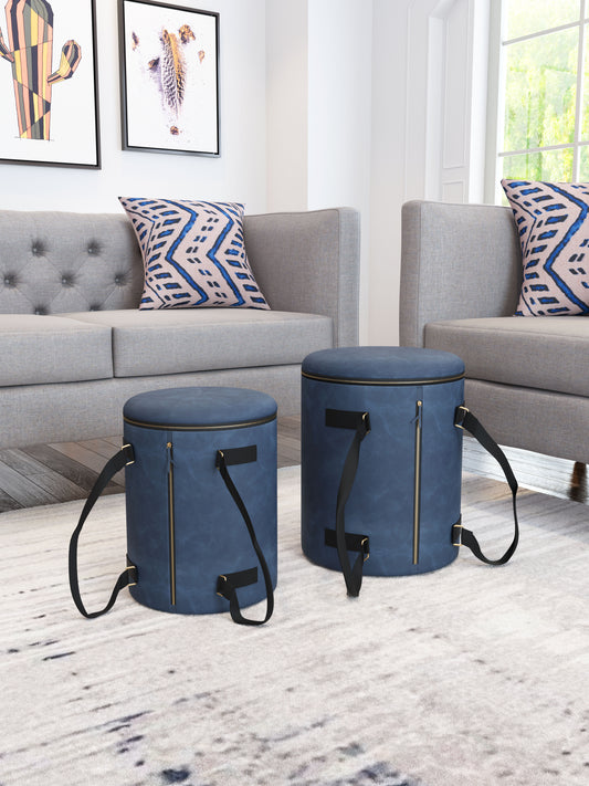 Candice Storage Ottoman Set Blue