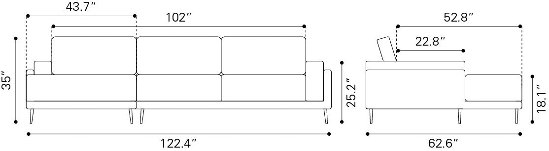 Bliss LAF Chaise Sectional