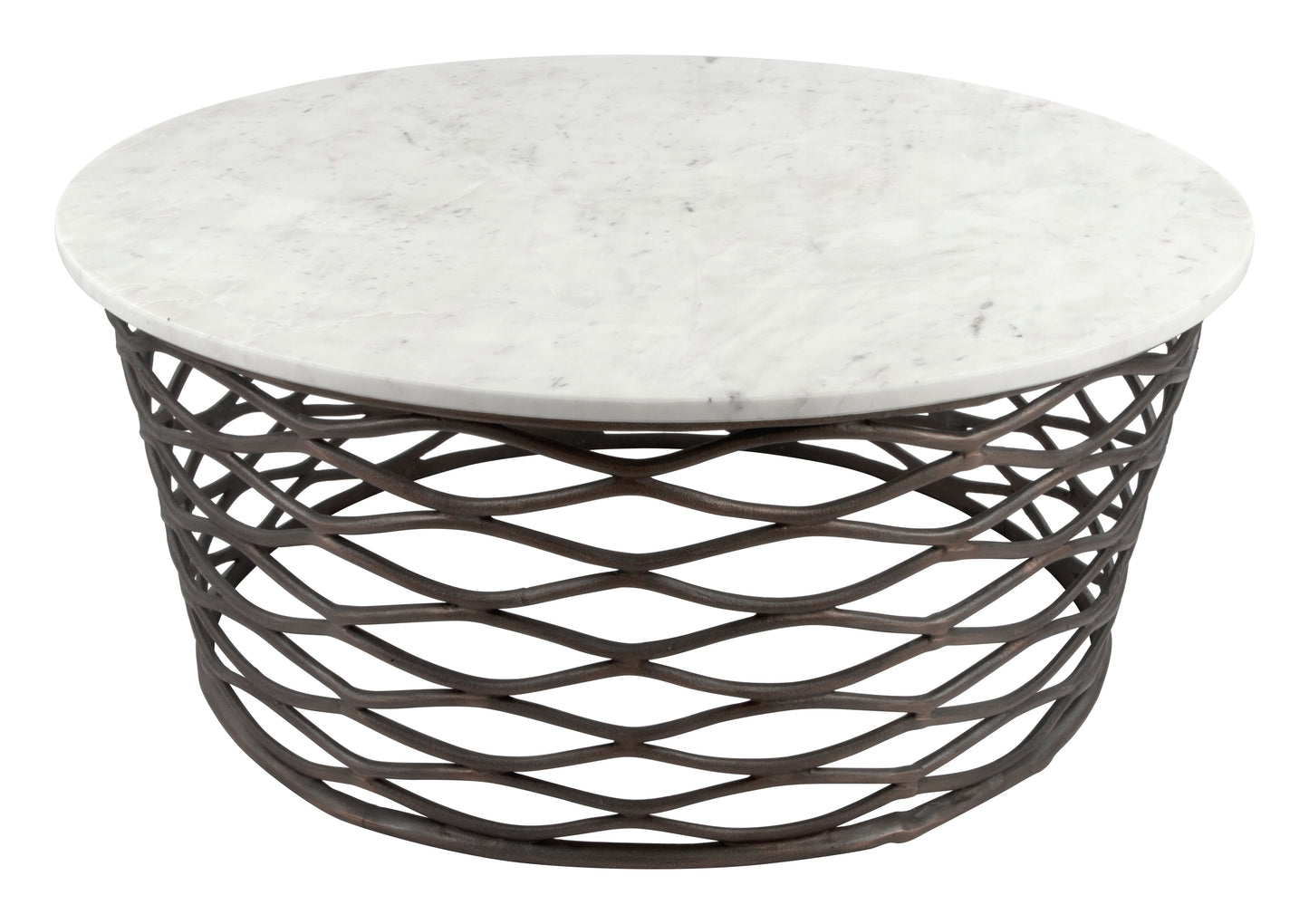 Queen Coffee Table White & Antique Bronze