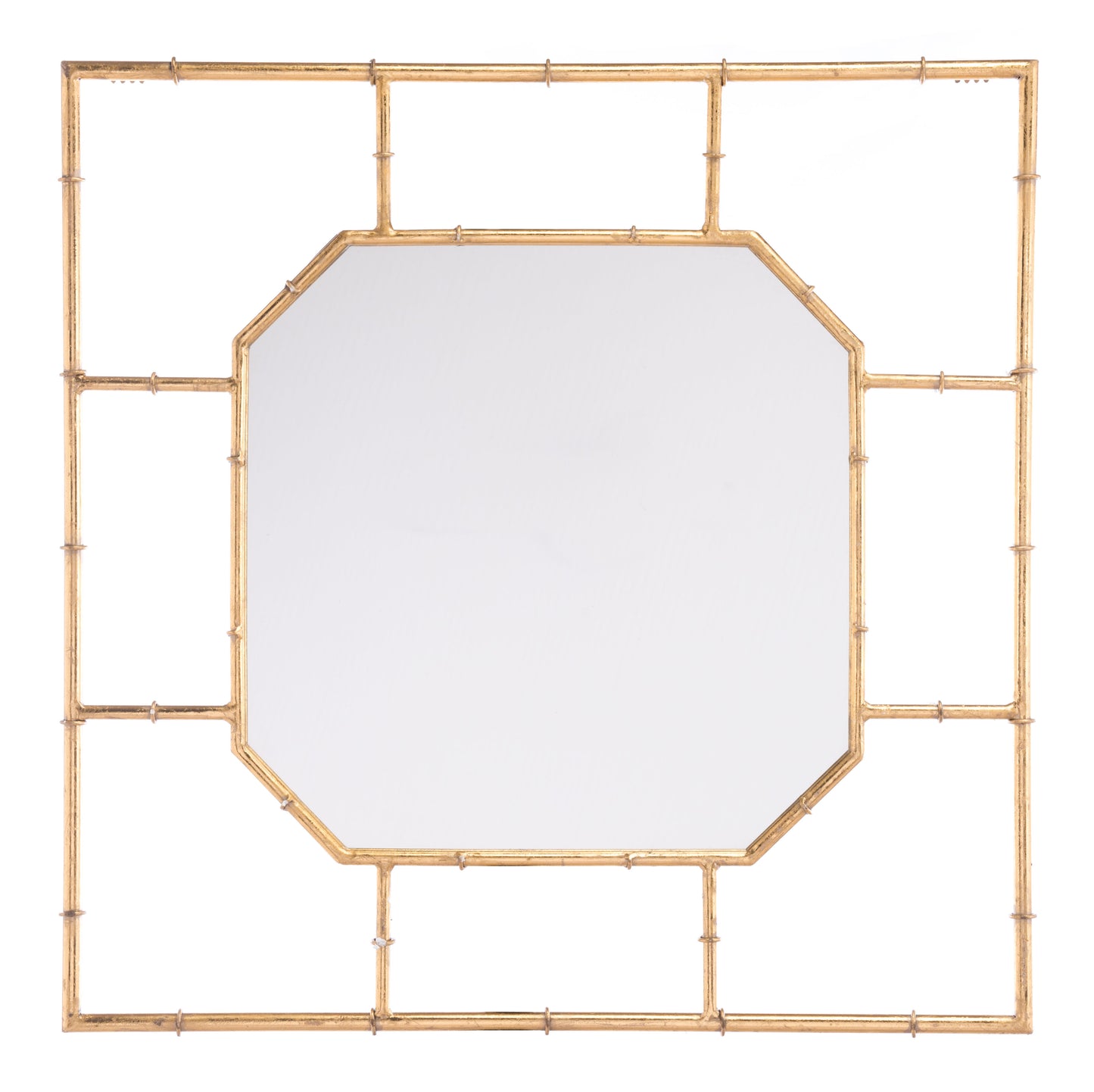 Bamboo Square Mirror Gold