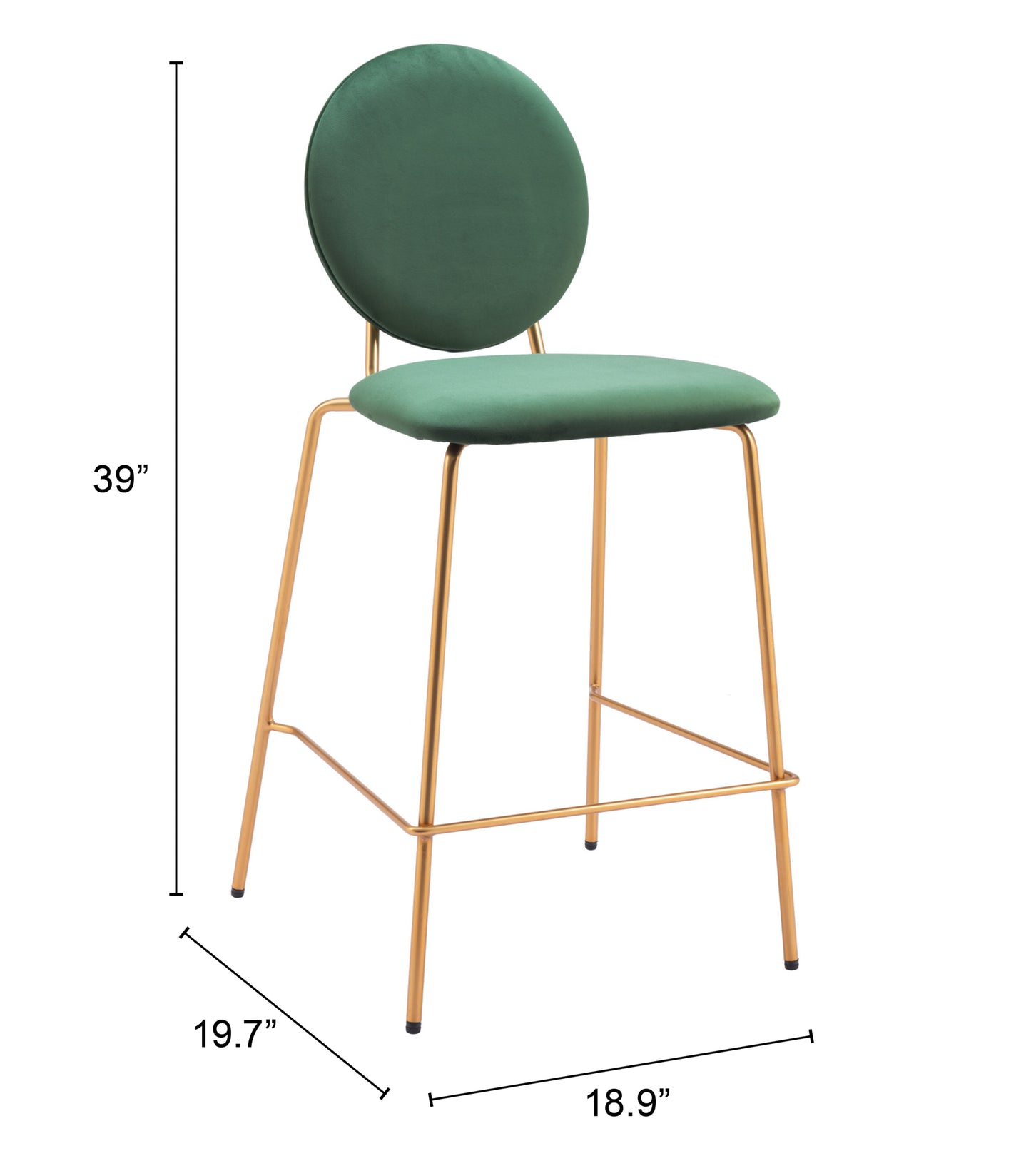 Odessa Counter Stool Green & Gold