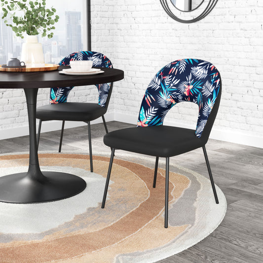 Merion Dining Chair Multicolor Print & Black