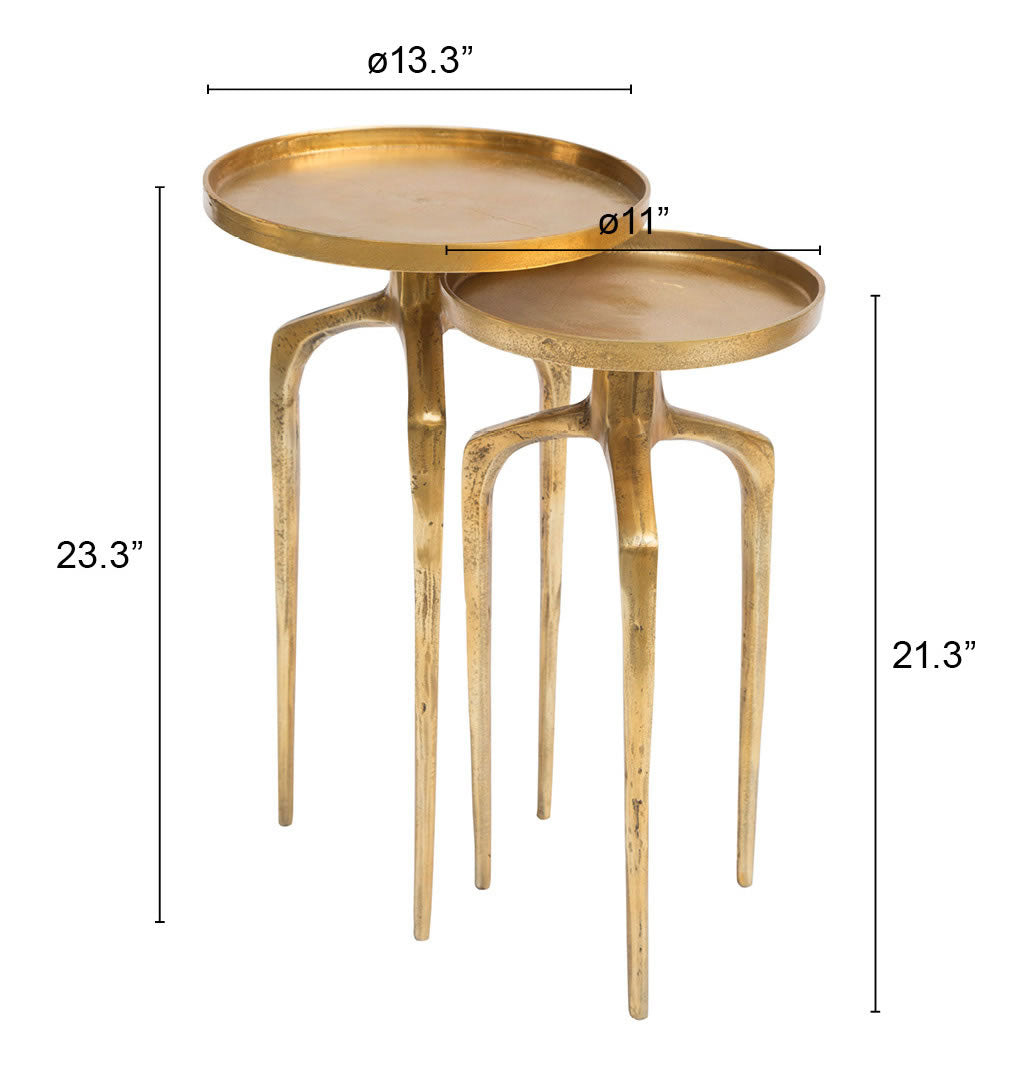 Como Accent Table Set Antique Gold