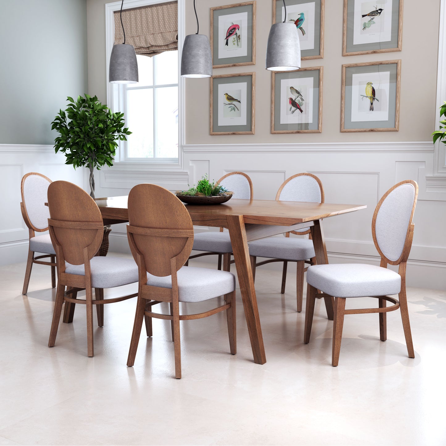 Regents Dining Chair Walnut & Light Gray