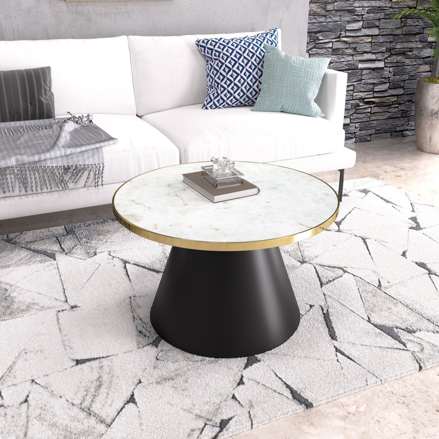 Nuclear Coffee Table White, Gold & Black