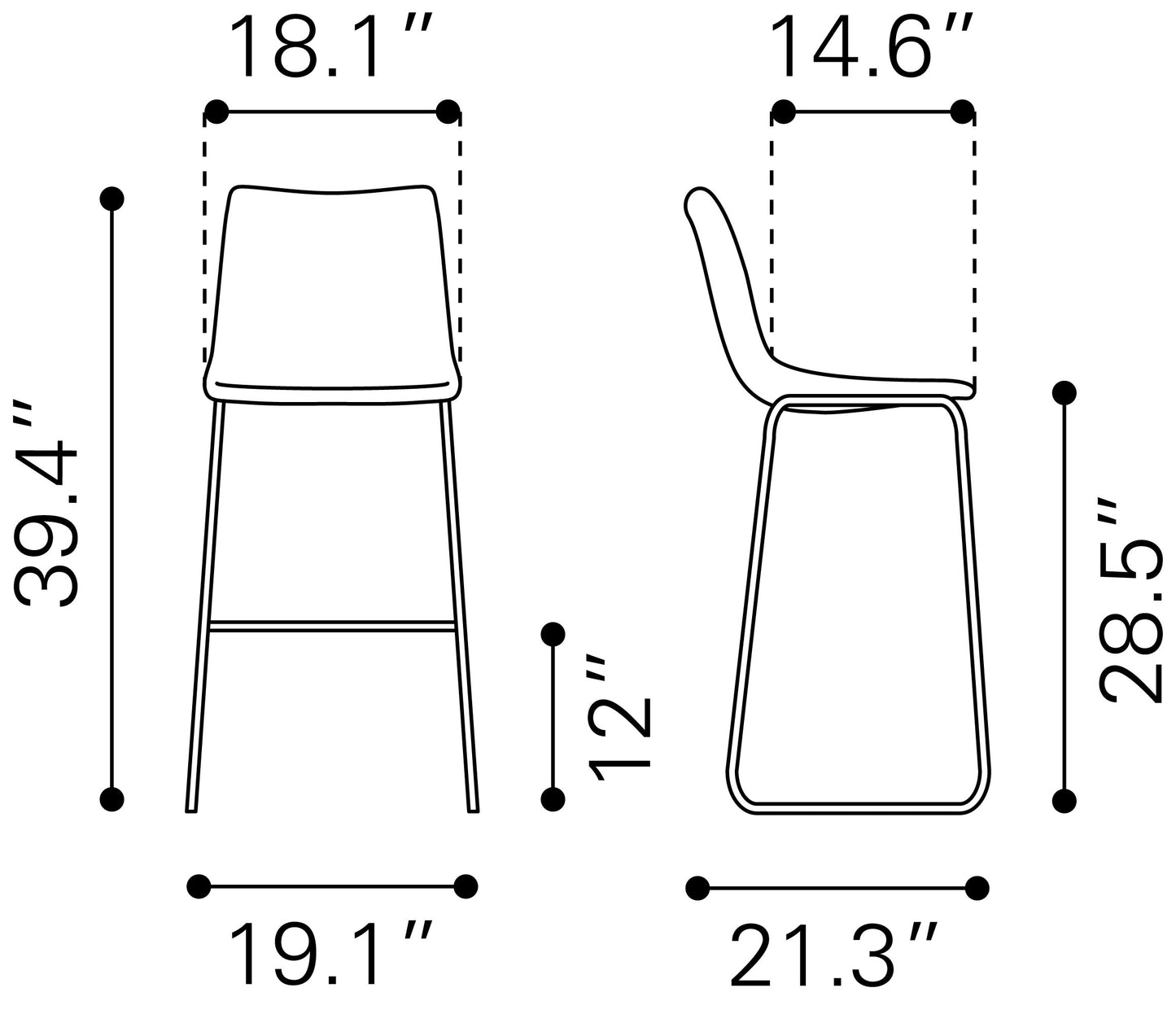 Augusta Barstool Green & Gold